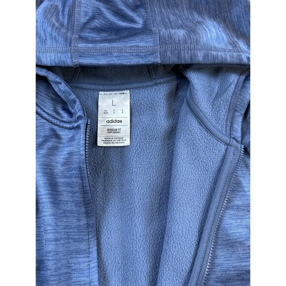 Adidas Boys Blue Full-Zip Hoodie Sz L 14/16 Reg Fit Fleece-Lined Activewear - Picture 12 of 12